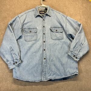 Wolverine Flannel Lined Denim Shacket Men's XL Long Sleeve Button Shirt Warm